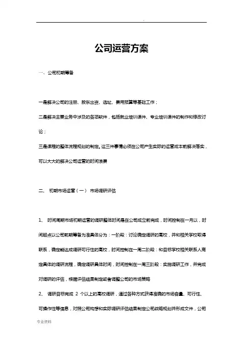 公司运营方案