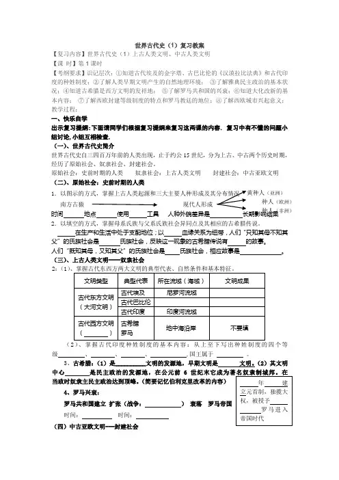 世界古代史复习教案