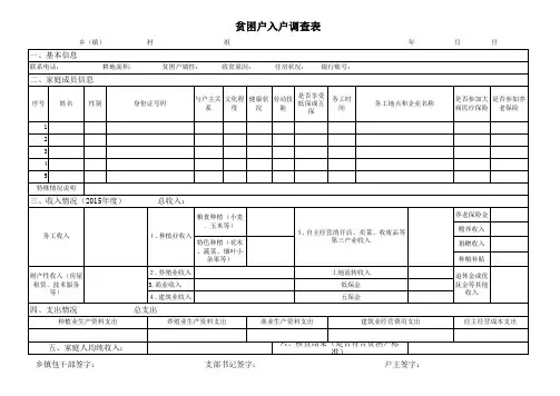 河南省贫困户入户调查表