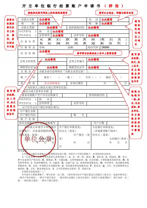 开立单位银行结算账户申请书样本 (2)