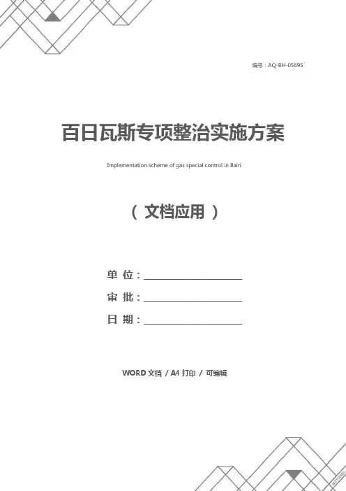 百日瓦斯专项整治实施方案