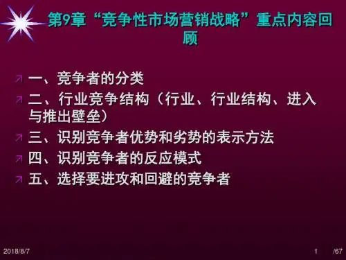 第9章竞争性市场营销战略重点内容回顾