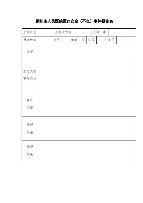 不良事件上报模板
