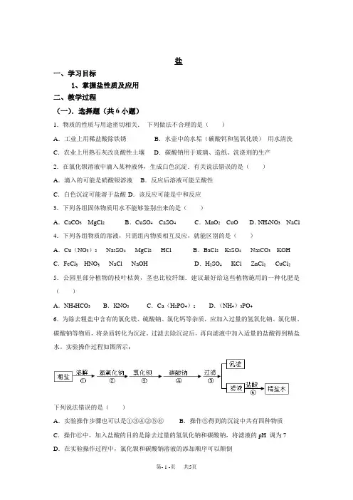 初中九年级(初三)化学 盐讲义 (2)