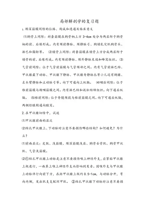 局部解剖学的复习题