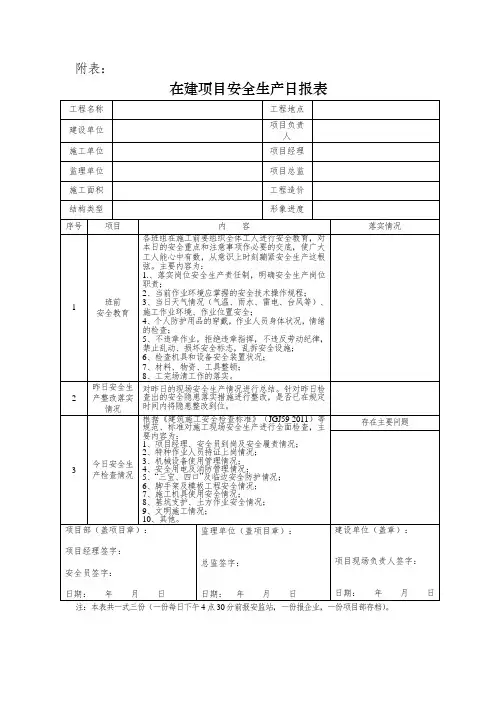安全日报表