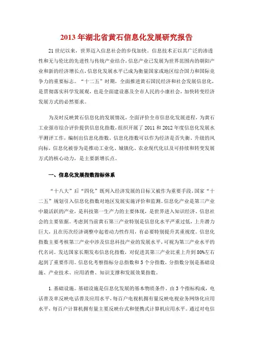 2013年湖北省黄石信息化发展研究报告