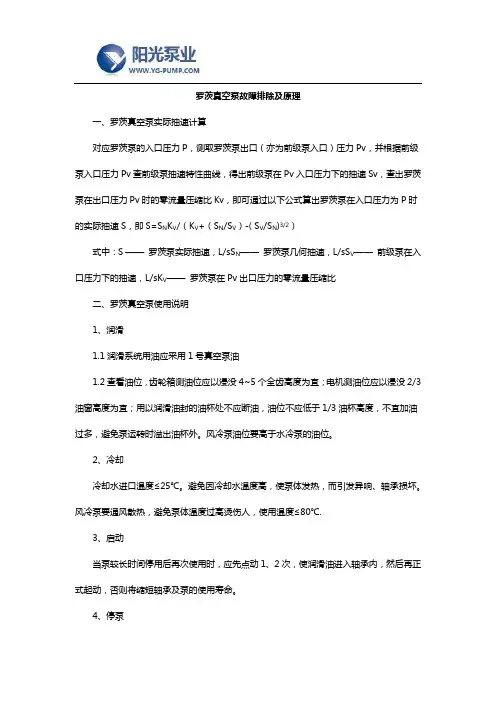 罗茨真空泵故障排除及原理