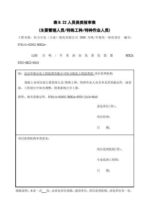 人员资质报审表 2