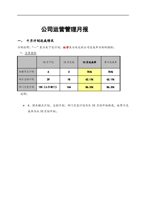 运营计划月报