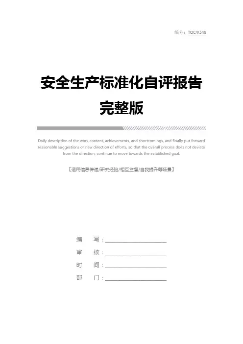 安全生产标准化自评报告完整版