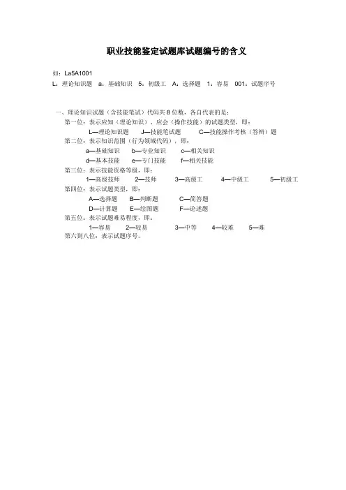 电力系统职业技能鉴定试题库试题编号的含义