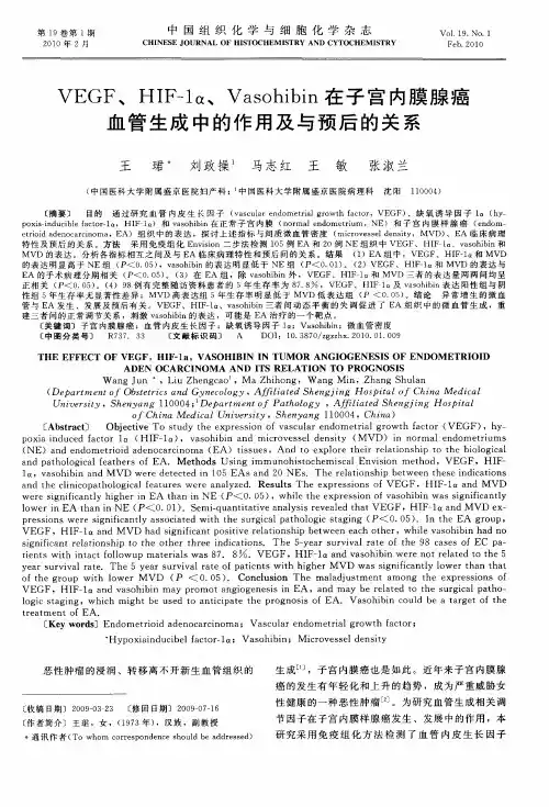 VEGF、HIF-1α、Vasohibin在子宫内膜腺癌血管生成中的作用及与预后的关系