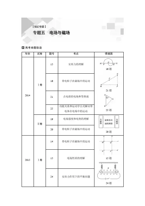 19届高考物理二轮复习讲义 专题5 电场与磁场 第1课时 电场和磁场基本问题