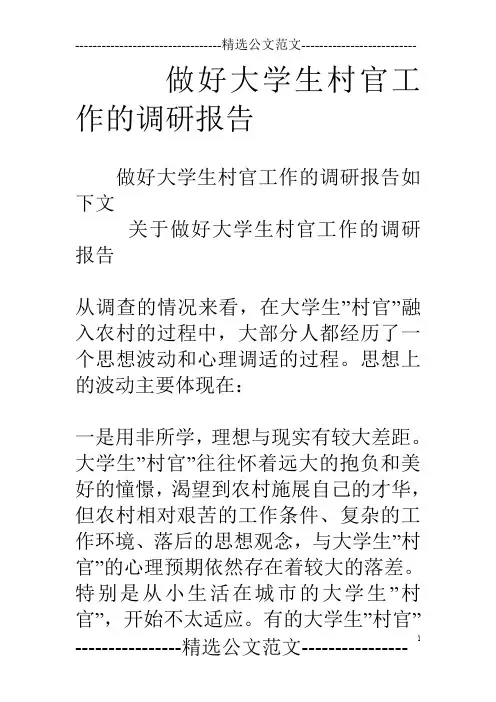 做好大学生村官工作的调研报告