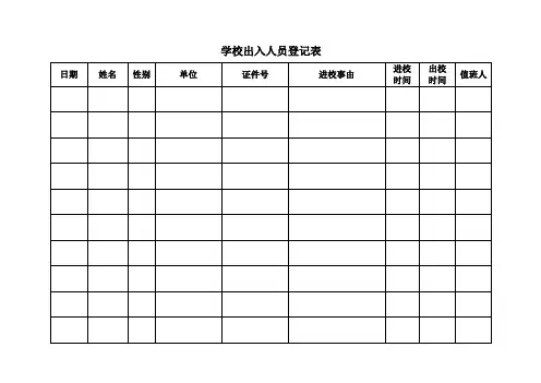 学校出入人员登记表