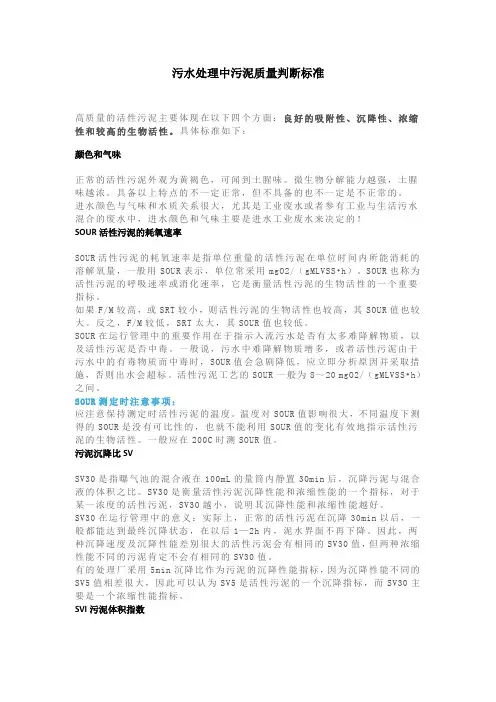 污水处理中污泥质量判断标准