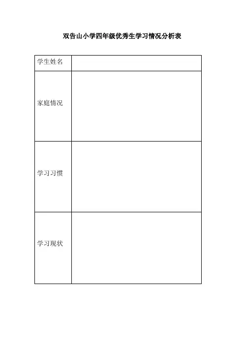 优秀生学习习惯分析表