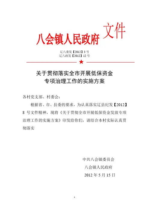 专项整治低保方案