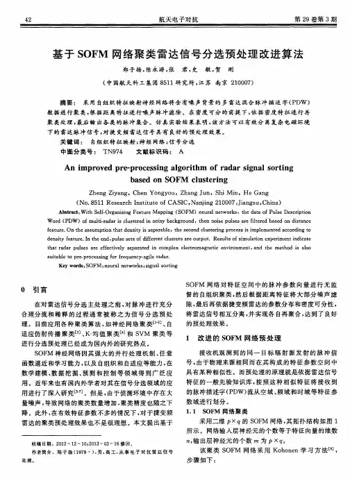 基于SOFM网络聚类雷达信号分选预处理改进算法