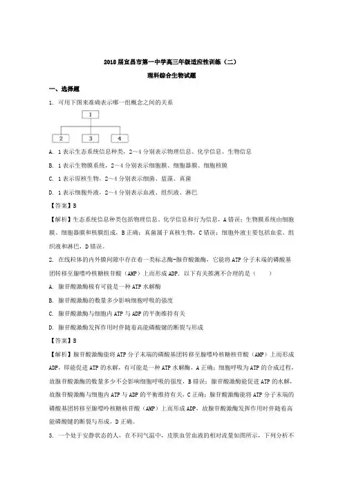 【解析】湖北省宜昌市第一中学2018届高三适应性训练(二)理综生物试题含解析