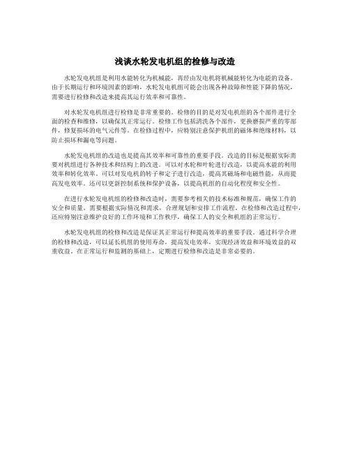 浅谈水轮发电机组的检修与改造