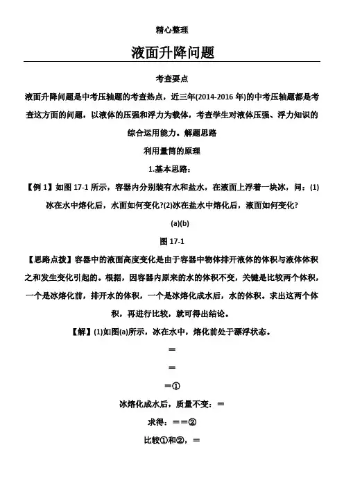 力学专题 液面升降问题