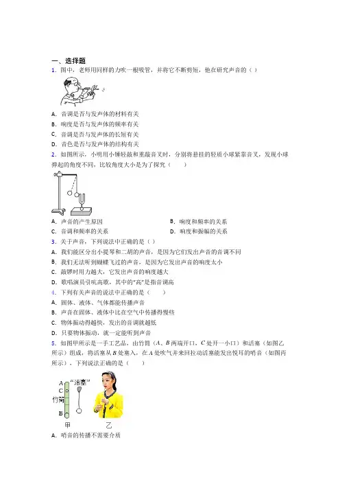 初中物理八年级上册第二章《声现象》测试(答案解析)(8)