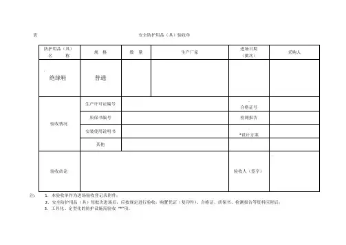 安全防护用品(具)验收单