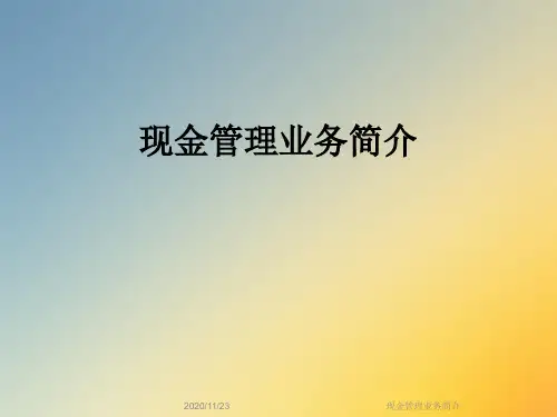 现金管理业务简介