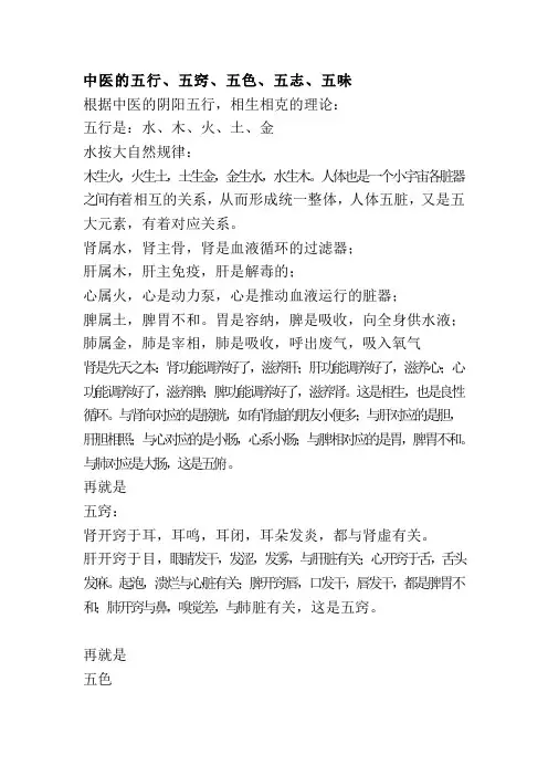 中医的五行