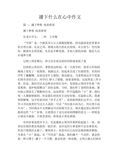 播下什么在心中作文