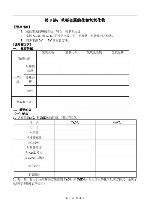 高三化学一轮复习——盐和碱