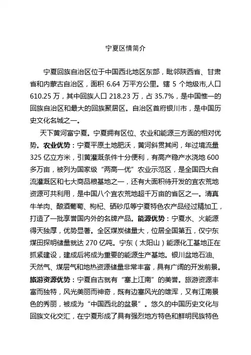 宁夏区情介绍