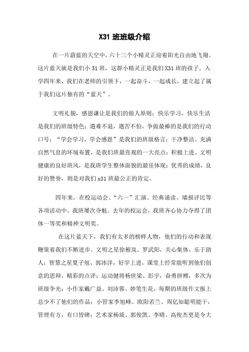 X31班班级介绍