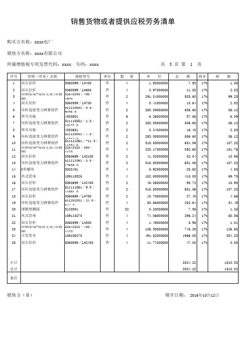 销货清单模板