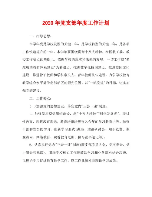 2020年党支部年度工作计划