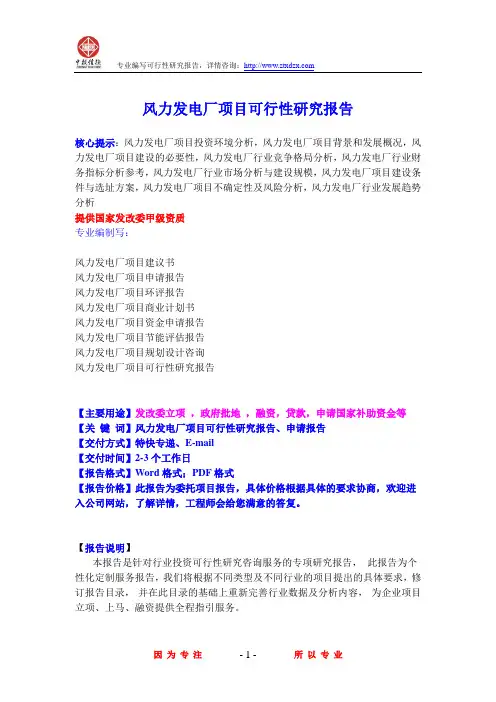 风力发电厂项目可行性研究报告