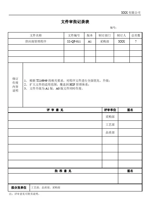 供应商管理程序(汽车电子行业16949)