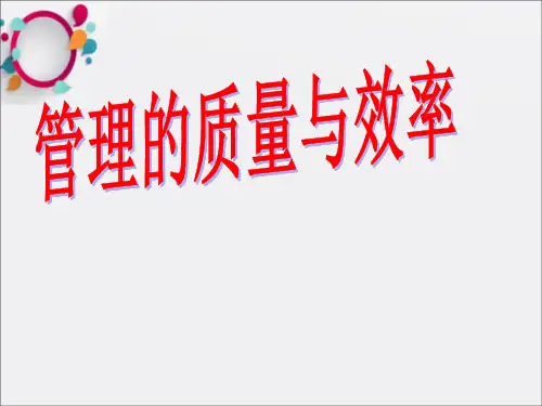 《管理的质量与效率》PPT课件