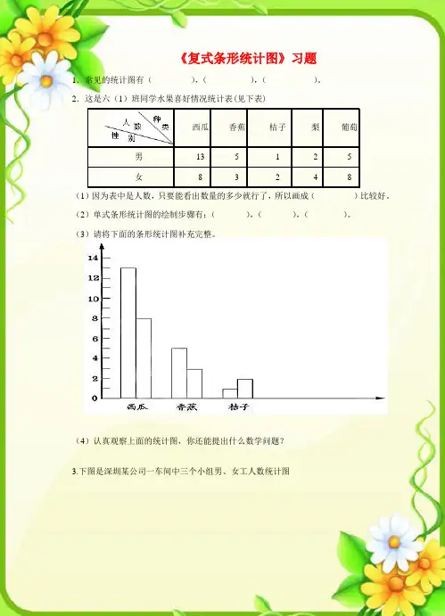 新版北师大版五年级数学下册《复式条形统计图》习题