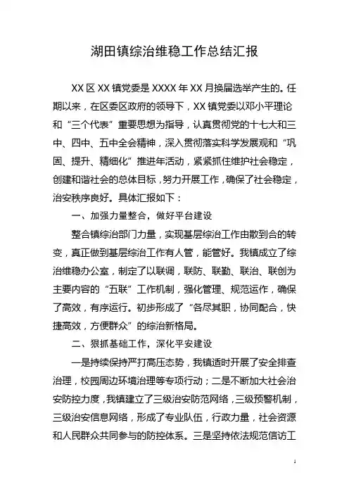 综治维稳工作总结汇报