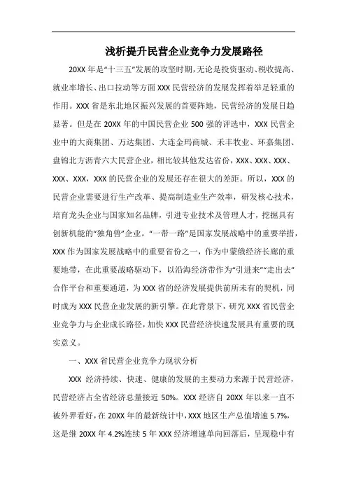 浅析提升民营企业竞争力发展路径.docx