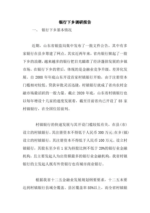最新银行下乡调研报告