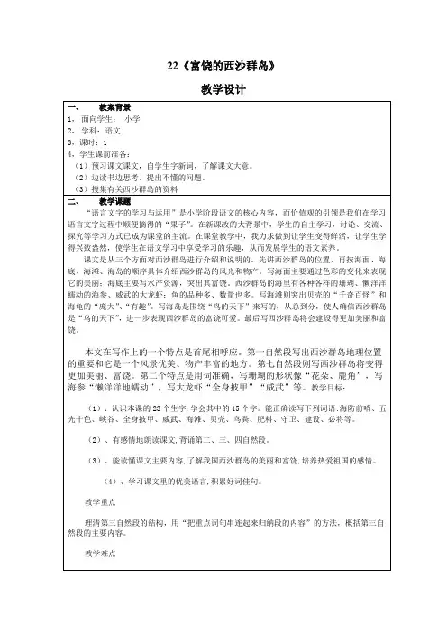 富饶的西沙群岛