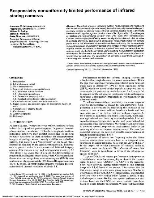 Responsivity nonuniformity limited performance of infrared