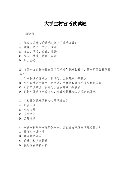 大学生村官考试试题