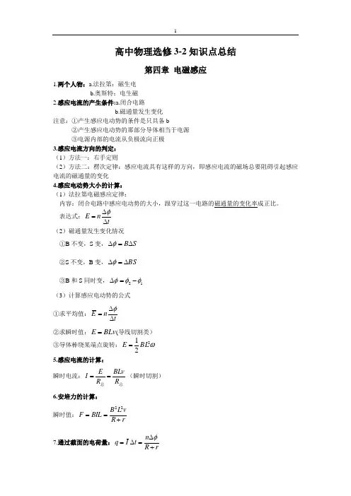 高中物理选修3-2知识点总结