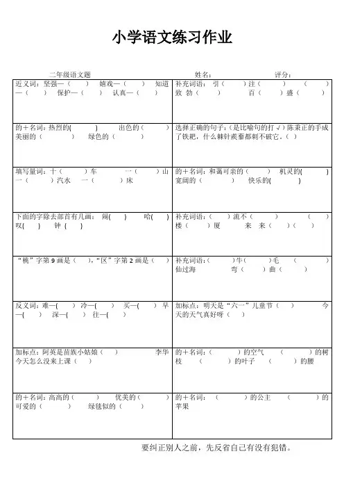 小学二年级语文阶段复习冲刺II (27)