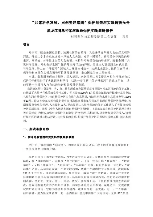 保护母亲河调查报告